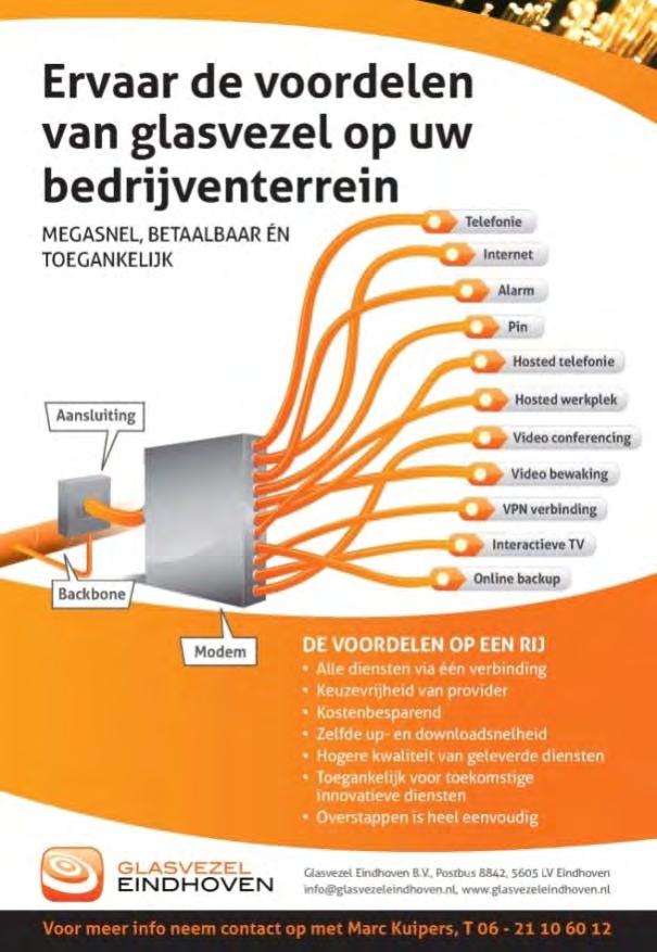 Vervolg vrijblijvende informatie : Hoppenkuil 9 te Eindhoven Wat is glasvezel? Glasvezel is als drager bij uitstek geschikt voor het bundelen van meerdere breedbanddiensten.