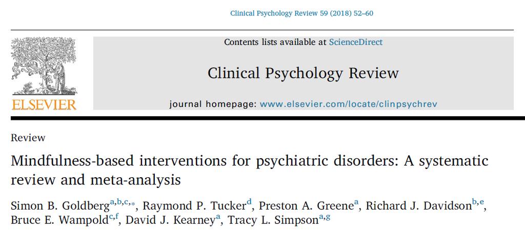 MBCT for psychiatric disorders N= 12.