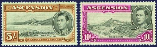 440 60 Ascension 1101 46-47 (SG) - ongebruikte 5 en 10 Shilling,