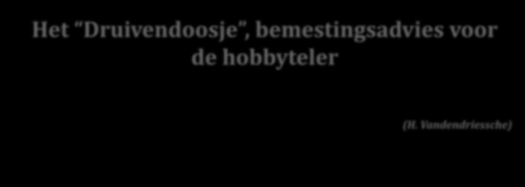 Het Druivendoosje, bemestingsadvies