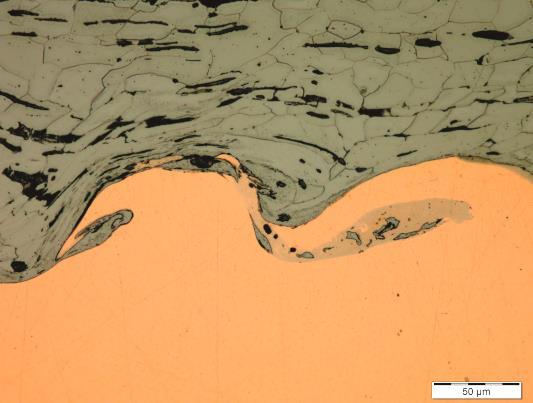 Figuur 7: Metallografisch dwarsdoorsneden; van links naar rechts: buis-staaf en