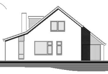 12 Links de bestaande te slopen woning, Daarnaast het eerste plan op de bestaande fundering en rechts het definitieve plan met de iets teruggezette aanbouw De architect licht het gewijzigde plan toe.