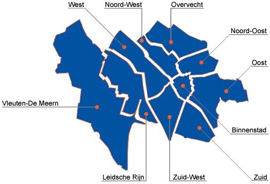 Verwey-Jonker Instituut 2 De wijken in vogelvlucht In dit hoofdstuk geven we in vogelvlucht een kenschets van de wijken 4 en hun participatiegeschiedenissen. 2.1 De Utrechtse wijken In het kader van de wijkaanpak is Utrecht verdeeld in tien wijken.