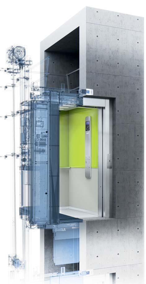 Dit liftsysteem is ontworpen om de hoogte van de schachtkop te reduceren tot 30% en de putdiepte tot 70%, zodat synergy BLUE ook eenvoudig in bestaande gebouwen kan worden geïntegreerd.