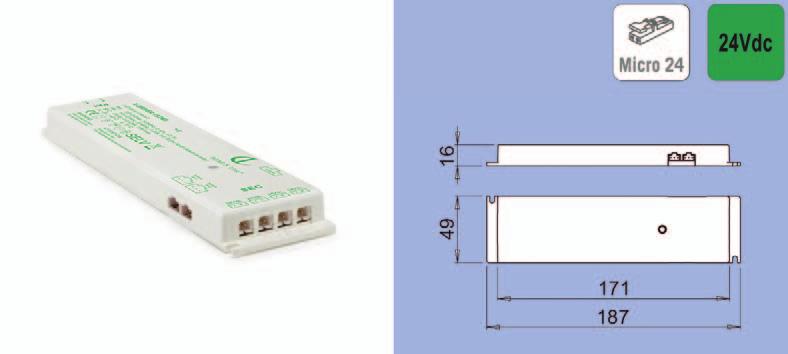 Verlichting X-driver 15/24D - voor Led verlichting 24Vdc - met rechtstreekse aansluiting voor maximum 4 spots (geen distributor meer nodig) - met aansluiting voor maximum 2 infrarooden/of