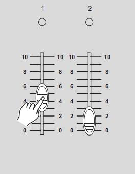 Zorg dat Master A & B beide op maximaal staan. (Master A is maximaal wanneer de schuif in de bovenste stand staat terwijl Master B maximaal is wanneer de schuif helemaal naar beneden staat). 3.