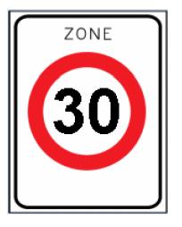 waarvoor een maximum snelheid van 30 km per uur geldt. Afbeelding 2.1: aanduiding woonerf / aanduiding 30 km/uur zone De breedte van een geluidzone langs een weg is gedefinieerd in art.