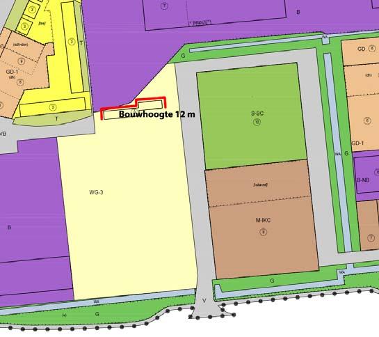 Figuur 1 2. Als 1 met hoogte 12 meter voor de geluidwalwoningen, zie onderstaand figuur 2 Figuur 2 3.