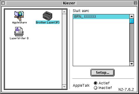 De printerdriver installeren Macintosh Bij gebruik van Mac OS 9.1 t/m 9.2 De printer op uw Macintosh aansluiten en de driver installeren 1 Zet de printer uit. 7 Selecteer de Kiezer in het Apple -menu.