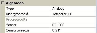 Voorbeeld: Temperatuursensor Pt1000 Gemiddelde waarde Deze instelling betreft de periodieke middeling van de meetwaarde.