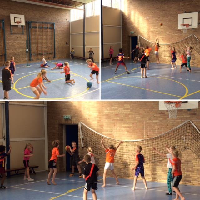 -------- GROEP 4 ------- Lekker actief gymmen met basketbal en onderhands volleybal en een beetje geluk tijdens Nieuwsbegrip.