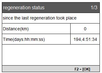 3) Als de regeneratie gelukt is, dan wordt de regeneratie status weergegeven. Druk op OK om terug te gaan. 6.2.