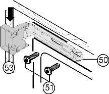 6 (24) op de onderste scharnieren vastklikken. Fig. 8 Fig. 9 Fig. 10 u Afdekking Fig. 11 (53) en afdekking Fig. 11 (50) boven en beneden op de bevestigingshoeken teken.