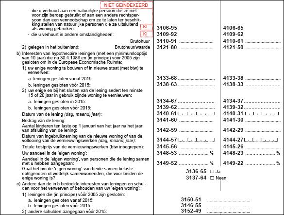 9.1.3 Andere dan de in 1 bedoelde interesten, die in aanmerking komen voor een gewestelijke belastingvermindering In deze rubriek mag u de interesten vermelden die betrekking hebben op de woning die