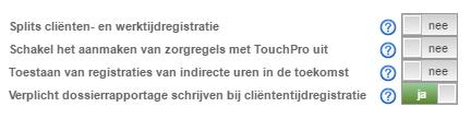 Algemene instelling Via de instellingen van de registratie-eigenschappen kan de mogelijkheid om dossierrapportages te maken, worden ingeschakeld.