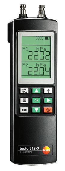 testo 312-2 / testo 312-3 Drukmeter voor gas- en waterinstallateurs testo 312-2 testo 312-2, nauwkeurige drukmeter tot 40/200 hpa incl.