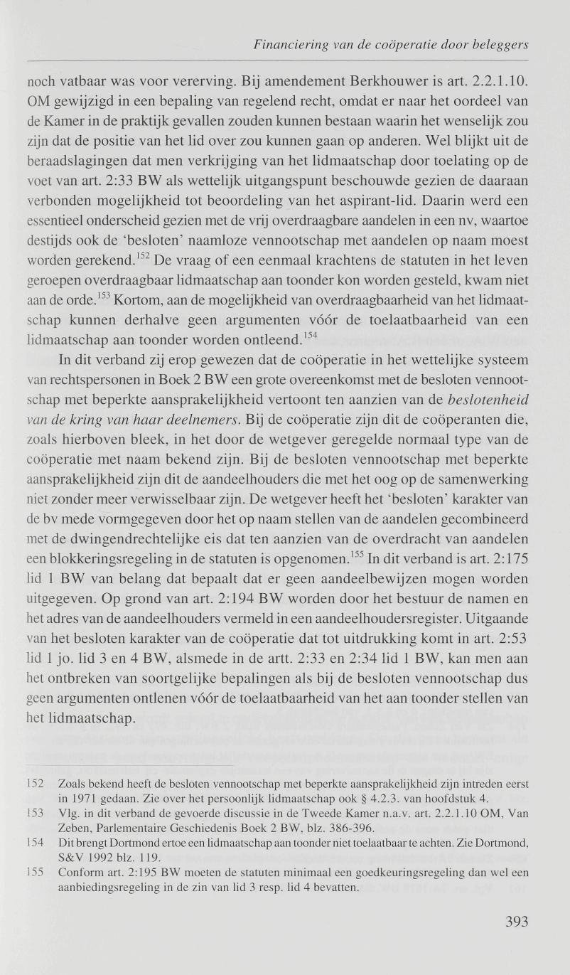 Financiering van de coöperatie door beleggers noch vatbaar was voor vererving. Bij amendement Berkhouwer is art. 2.2.1.10.