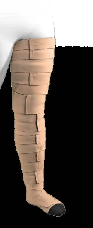 6 Oedeem Management Producten READYWRAP Verzorging onderste extremiteiten Bovenbeen RW-LE-EG Het korte rek materiaal zorgt voor een lage rust- en hoge werkdruk in de volledige zone van het dijbeen