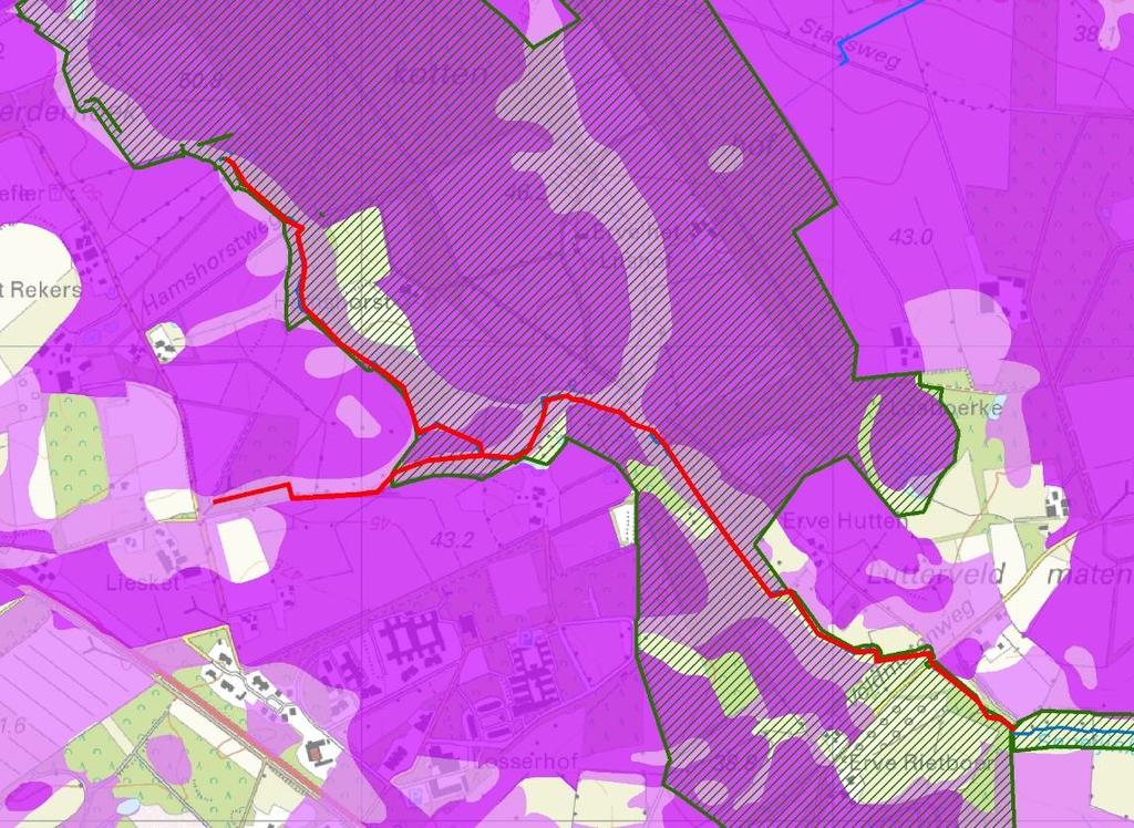 aanwezigheid van keileem of tertiaire klei op (zeer) geringe afstand beneden maaiveld.