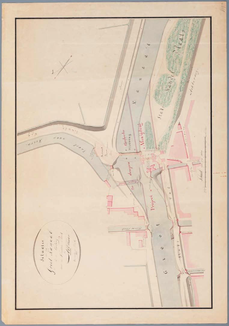 Alkmaar in de Verdediging 39 Situatie van het Groot Kanaal bij de vlotbrug voor de