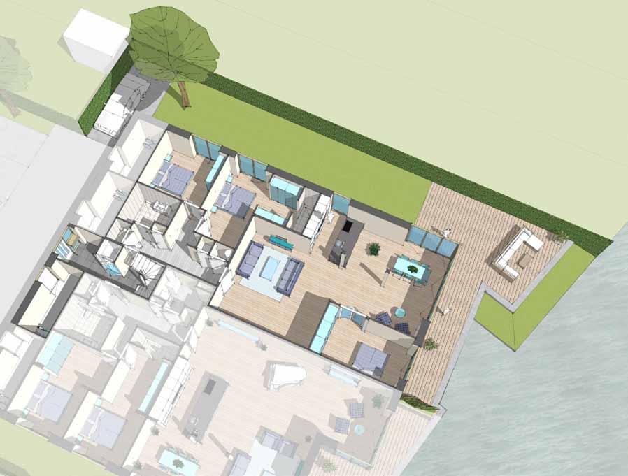 woning D - 3d plattegrond met alternatieve indelingssuggestie Alternatieve indeling met een