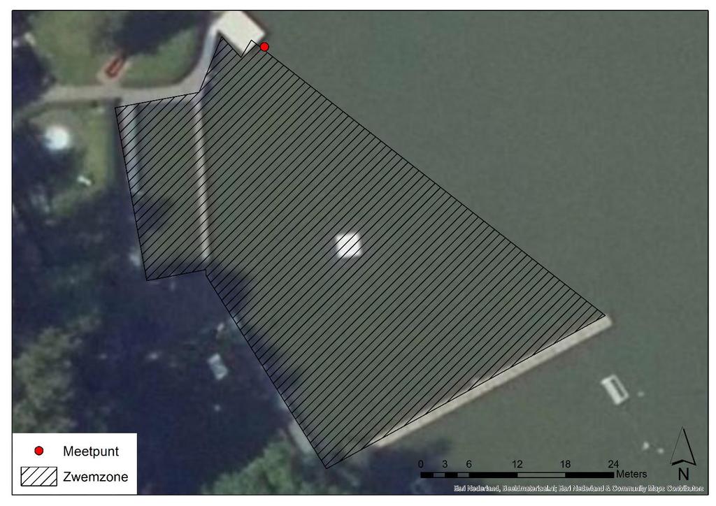 Figuur 3 Zwemzone en ligging meetpunt 2.3 Beheer Put te Werve gelegen in de gemeente Rijswijk in de provincie Zuid-Holland.