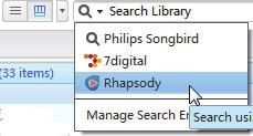 Op de Rhapsody-webpagina: Als u de hele afspeellijst op Philips Songbird wilt toevoegen, klik dan op Add All (Alles toevoegen); Als u een nummer aan Philips Songbird wilt toevoegen, selecteer dan het