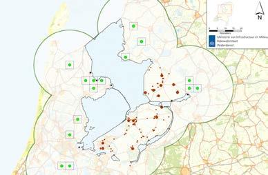 Zicht- en/of geluidswaarneming buiten Flevoland (1 km hok) Kolonie locatie buiten Flevoland (5 km