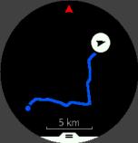 4. Blader naar de route die u wilt navigeren en druk op de middelste knop. 5. Druk op de rechterbovenknop om de navigatie te starten. 6.