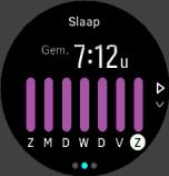 Naast het slaapoverzicht kunt u ook uw algemene slaaptrends volgen met het slaapinzicht. Druk vanuit de horlogeweergave op de rechteronderknop totdat u het SLAAP-scherm ziet.