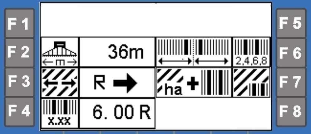 2 Veldbeginzijde Wanneer de veldbeginzijde (links of rechts) voor het weergegeven rijpadenritme van belang is, verschijnt er een L of R op het beeldscherm Met de functietoets F3 kunt u de gewenste