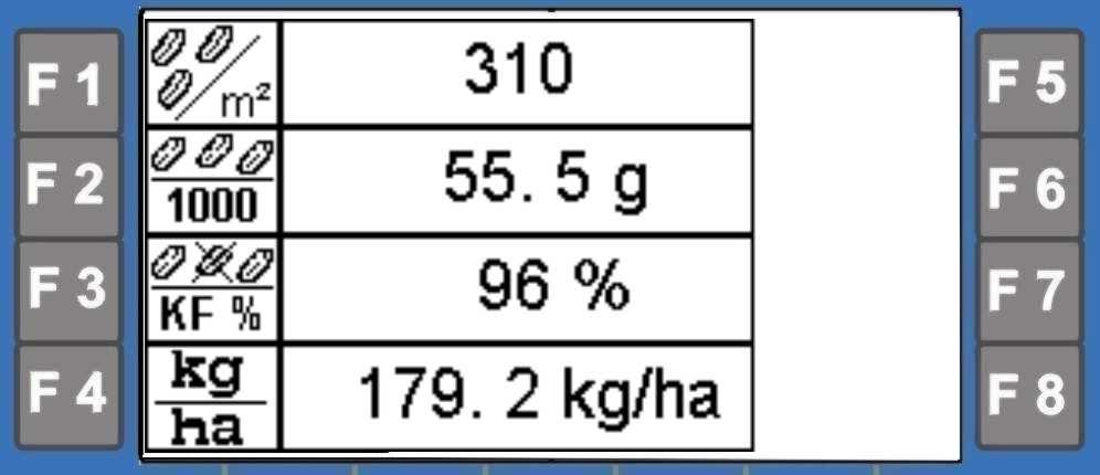 6.1 Omrekening zaden/m² in kg/ha In het afdraaimenu moet de gewenste zaaihoeveelheid worden ingevoerd in kg/ha.