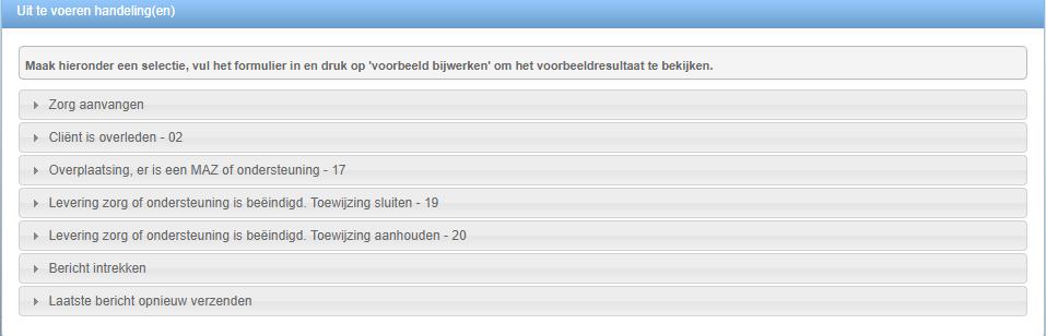 Ga naar de desbetreffende client, klik op Zorglegitimaties en kies de gewenste legitimatie. In dit voorbeeld is er een MAZ gedaan en is het de bedoeling om de zorg tijdelijk te stoppen.