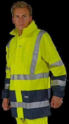 WORK 63 COMFORT STRETCH HIGH-VIS Stof: 210 g/m 2 PU-polyester; 25 % PU/75 % polyester Waterdichtheid: 8.