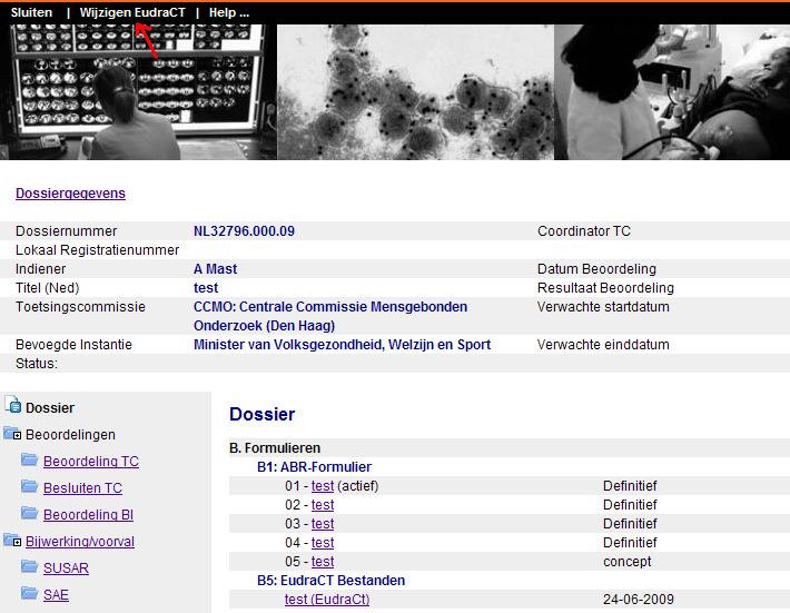 Na het definitief maken van het ABR-formulier, is het niet meer mogelijk via het ABRformulier uw EudraCT AF te wijzigen. Wijziging van het EudraCT AF kan dan alleen via uw dossier. 3.