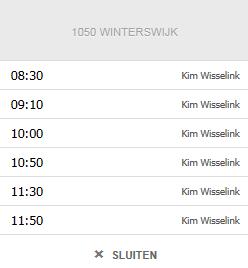 Klik vervolgens op de gewenste datum waarna de beschikbare tijden plus de beschikbare