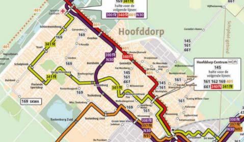 7.4 Aantal reizigers Het huidige netwerk is weergegeven op het kaartbeeld. In het nieuwe AML-netwerk zijn de routes onder andere in Floriande gewijzigd.