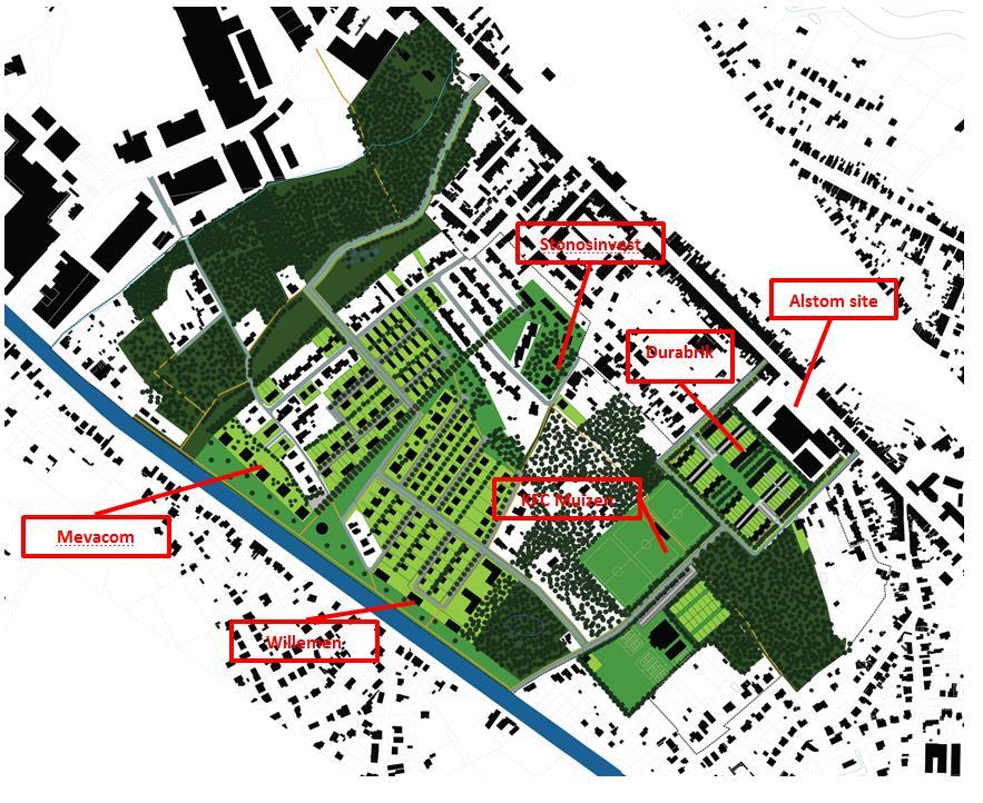 Toelichting: stand van zaken ontwikkeling. Willemen: appartementen aan kanaal, 58 WE (art 7 zone C en B) o Verkavelingsvergunning: 2015V002 Vergund dd.