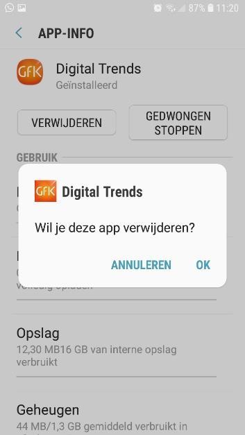 Op het scherm dat nu opent, ziet u alle applicaties van uw toestel staan. Hier staat GfK Digital Trends App ook tussen. Druk hierop.