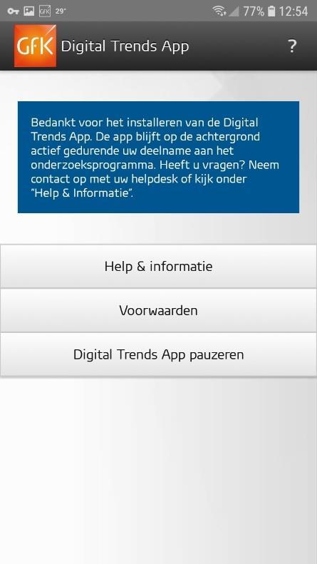 U ontvangt na 15 minuten een herinnering op de app weer in te schakelen. Let op: de pauzemodus is bedoeld voor sporadisch gebruik.