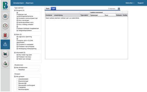 14 Alarmen & Onderhud CLEAN geeft real-time infrmatie ver de technische staat van alle Bigbelly afvalbakken Wat vind je hier?