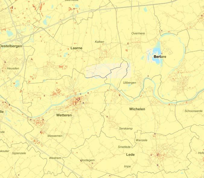 Figuur 5: warmtekaart Vlaanderen: restwarmtevraag residentieel, tertiair en landbouw, VITO bron: