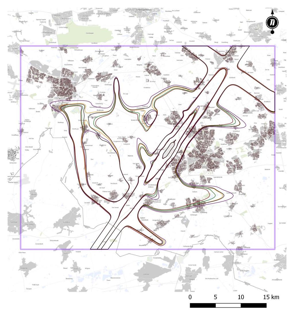 Bijlage 4 40 db(a) Lden Studiegebied militair verkeer Veghel Tilburg Best Son 70dB Bladel 56dB Eindhoven Veldhoven Valkenswaard 40dB 48dB 40, 48, 56 en 70 db(a) Lden