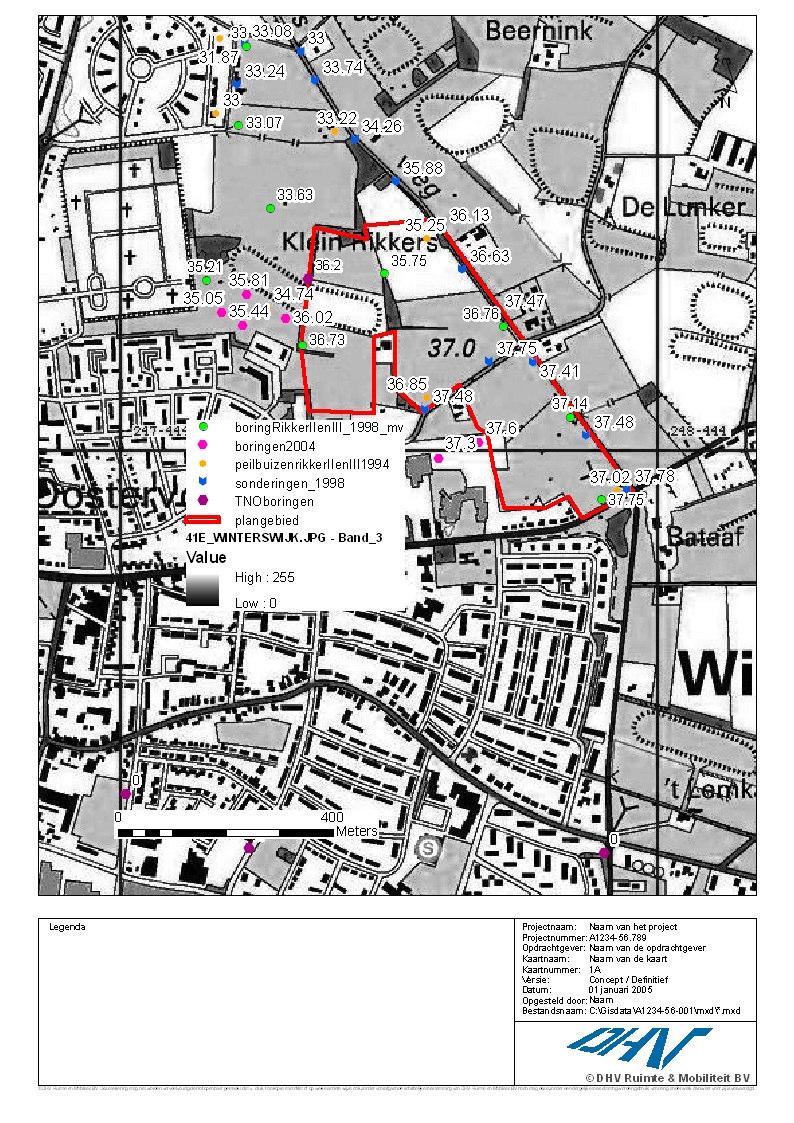 DHV B.V. 2 BODEMOPBOUW EN GEOHYDROLOGIE 2.1 Maaiveldhoogten en afwatering De maaiveldhoogte van het plangebied is circa 35 m+nap. Het maaiveld helt af naar het noordwesten.