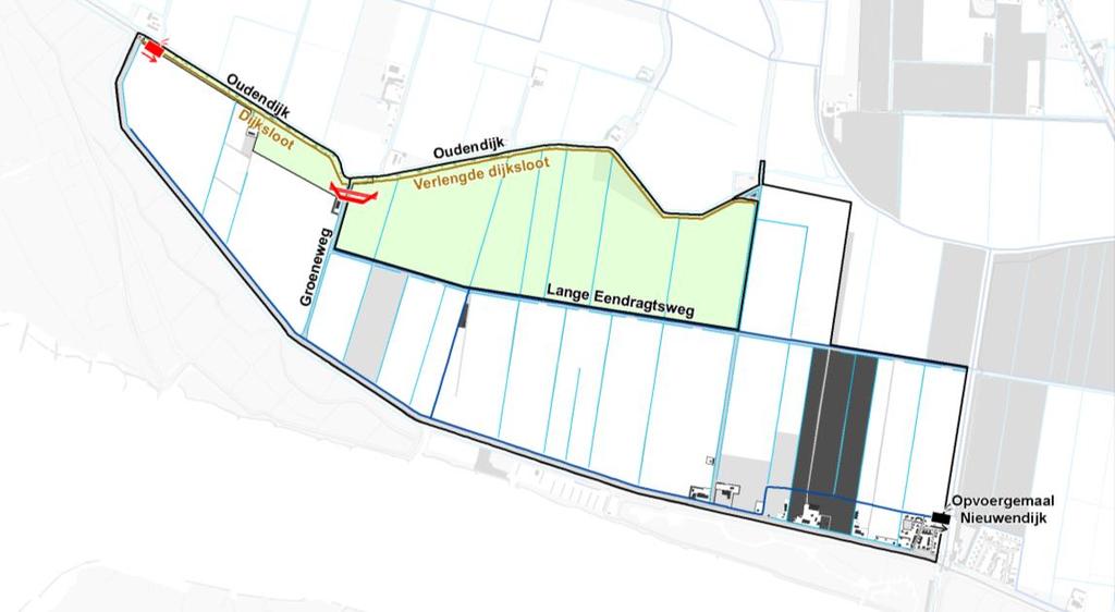 percelen bijna nooit mogelijk is. Enkele bewoners langs de Oudendijk hebben de wens uitgesproken een hoger waterpeil in de dijksloot achter hun woningen te willen hebben.