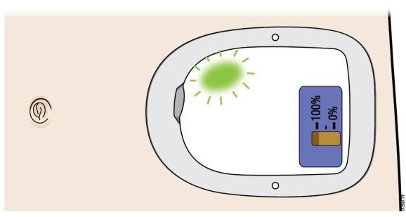 Langzaam knipperend lampje OK-lampje Als de on-body -injector op de achterkant van uw arm is aangebracht, moet een zorgverlener aanwezig zijn om de status te controleren.