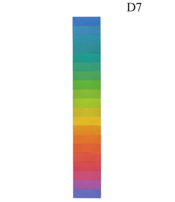 Leerblok Kleursystematiek 24. De kleurtoonreeks. A) Schilder met behulp van dekkende verf een kleurreeks (7x30 cm horizontaal) van wit-geel-oranjevermiljoen-karmijn in 12 gelijke stappen.