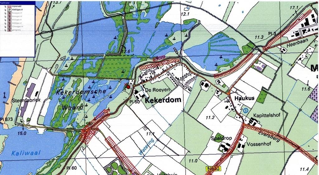 2.2.4 MIJNENVELDEN Figuur 7: mijnenkaart van Kekerdom en omgeving. Het onderzoeksgebied is met rood omkaderd.
