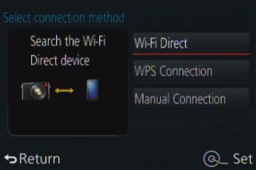 Wi-Fi Informatie over verbindingen [Direct] Rechtstreeks verbinden U kunt de verbindingsmethode met uw apparatuur selecteren. Selecteer een verbindingsmethode waarmee uw apparatuur compatibel is.