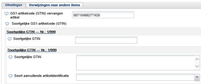veld Soort artikel de waarde Replaced of Equivalent en vul de GTIN
